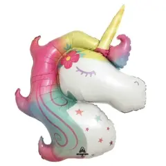 LoonBalloon 33 Inch Enchanted Unicorn Balloon Medium Shape, Enchanted Unicorn Birthday Balloon Bouquet Kit