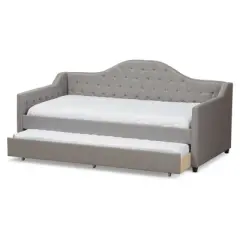 Twin Perry Modern and Contemporary Fabric Daybed with Trundle Light Gray - Baxton Studio