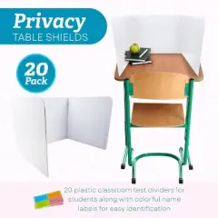 4E's Novelty 20ct White Desk Dividers &ndash; Classroom Must-Haves, Privacy Panels for Students, Teacher Essentials in Workspaces