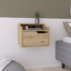 NicBex Floating Nightstand, Modern Night Stand Frame with Modern Dual-Tier Design, Wall Mounted Nightstand with Spacious Single Drawer