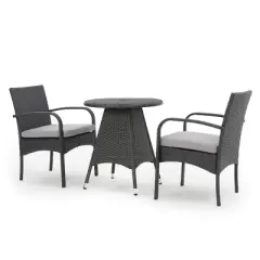 Peterson 3pc Wicker Patio Bistro Set - Gray - Christopher Knight Home
