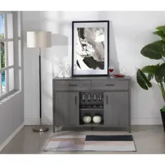 FC Design 47"W Sideboard Storage Cabinet, Dining Server Cupboard Buffet Table with Two Cabinets and Drawers