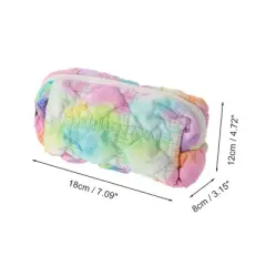 Unique Bargains Ruffled Clouds Rainbow Bubbles Grid Makeup Bag Small 1 Pc