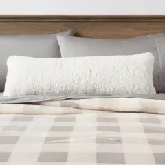 Oversized Oblong Traditional Cozy Faux Shearling Decorative Throw Pillow Cream - Threshold&trade;