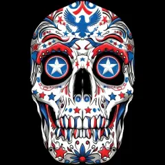 Women's Design By Humans July 4th American Sugar Skull By  Racerback Tank Top