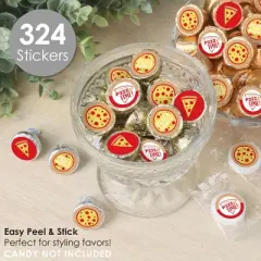 Big Dot of Happiness Pizza Party Time - Baby Shower or Birthday Party Small Round Candy Stickers - Party Favor Labels - 324 Count