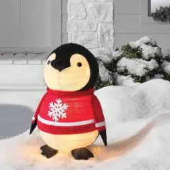 24" LED Penguin Wearing Snowflake Sweater Christmas Novelty Sculpture Light Warm White Lights - Wondershop&trade;