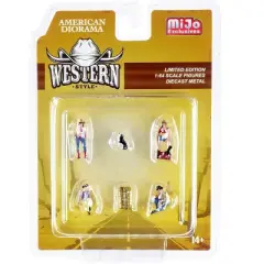 "Western Style" 6 piece Diecast Set (4 Figurines and 2 Accessories) for 1/64 Scale Models by American Diorama