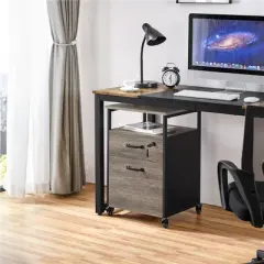 Yaheetech Mobile Office File Cabinet Industrial Vintage Rolling File Cabinet