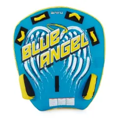 RAVE Sports 02962 Blue Angel Inflatable 2 Person Rider Towable Boat Water Tube Raft with Handles and Quick Connect Tow Point, Blue and Yellow