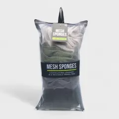 Spa Essentials 4 Pack Bath Loofahs - Shower Poufs with Reusable Travel Bag (Black, Gray, Green, Light Gray)