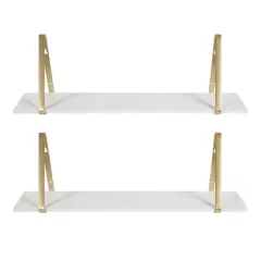 27.5" x 8.2" 2pk Soloman Wooden Shelf Set with Brackets - Kate & Laurel All Things Decor