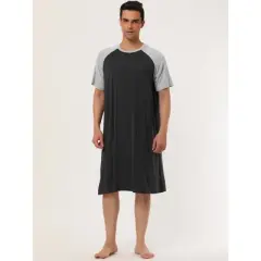Lars Amadeus Men's  Comfy Lounge Soft Pajamas Loose Short Sleeves Sleep Nightgown Nightwear