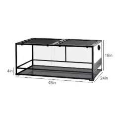 REPTI ZOO 85 Gallon Reptile Glass Terrarium, 48" x 24" x 18" Double Hinge Door