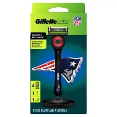 Gillette Labs Men's Special NFL Patriots Edition Shaving Razor with 4 Refills and Magnetic Stand