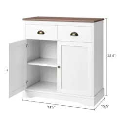 White Buffet Cabinet with Storage