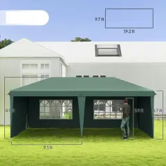 Resenkos Patio Garden Pergola, Pergola Canopy,10' x 20' Pop Up Canopy Tent with 4 Sidewalls, Instant Gazebo with Carry Bag, Green