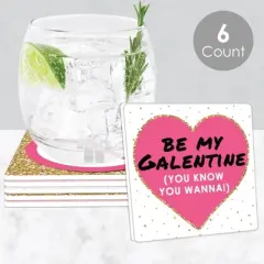 Big Dot of Happiness Be My Galentine - Funny Galentine's & Valentine's Day Party Decorations - Drink Coasters - Set of 6