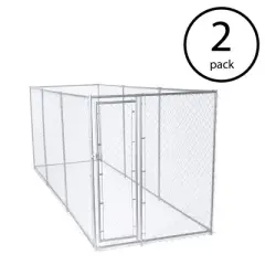 Lucky Dog 10 x 10 Foot Heavy Duty Outdoor Chain Link Dog Kennel w/ Door (2 Pack)