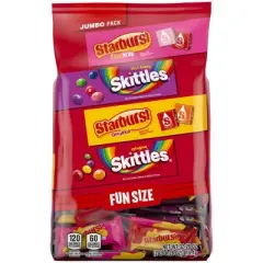 Skittles & Starburst Fun Size Chewy Candy Variety Bag - 32.28oz Jumbo Pack