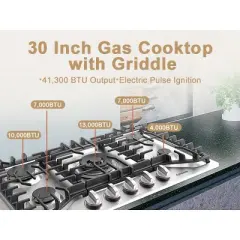 GASLAND PRO GH3305SF 30-Inch 5-Burner Built-in Gas Cooktop, NG/LPG Convertible, Stainless Steel
