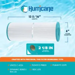 Hurricane 2 Pack HF4326-01 Advanced Spa Filter Cartridge for PRB25, Unicel C-4326, Filbur FC-2375, Dynamic Series I RDC-25, Waterway 25 in-Line