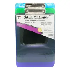Charles Leonard Plastic Clipboard w/Low Profile Clip, Letter, Assorted Translucent Neon Colors, Pack of 3