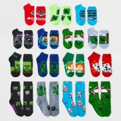 Boys' Minecraft Creeper 15 Days of Socks Advent Calendar - Green