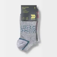 Women's Lightweight Pebble Patterned 6pk No Show Athletic Socks - All in Motion&trade; - White/Heather Gray 4-10