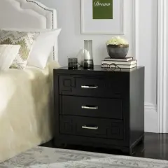 Raina 3 Drawer Greek Key Nightstand - FOX6278 - Safavieh Couture