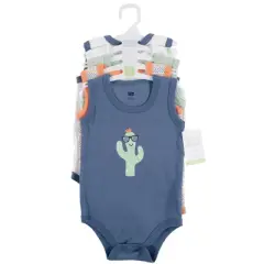 Hudson Baby Infant Boy Cotton Sleeveless Bodysuits 5pk, Cactus
