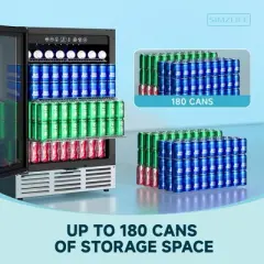 Simzlife 5 cu. ft./180 Cans Mini Beverage Refrigerator, Fridge Cooler with Glass Door, Adjustable Shelves, Digital Control,Reversible Door