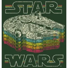 Junior's Star Wars: Episode IV - A New Hope Millennium Falcon Retro Rainbow Stack Festival Muscle Tee