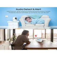 Hiseeu Nursery Infant and Baby Monitor with Remote Pan, Tilt Camera and 5 in. LCD Screen with 1080P Camera, Two Way Audio, No Wi-Fi Required