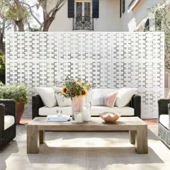 PexFix 72 in. x 47 in. Outdoor Metal Privacy Screen Garden Fence in Bricks Pattern in White