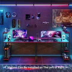 Bestier 52 Inch LED Gaming Desk with 4 Tiers Shelves & Storage Bag