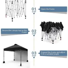 10'x10' Outdoor Canopy Tent with Sidewall, Easy Pop up Canopy with Vented Roof, Outdoor Sun Shade for Garden Commercial Party
