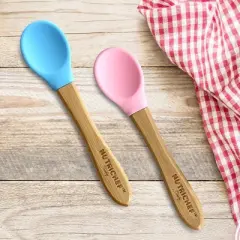 NutriChef 2 Pcs. Bamboo Spoons with Silicone Head for Kids