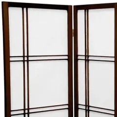 3 ft. Tall Double Cross Shoji Screen - Walnut (5 Panels) - Oriental Furniture