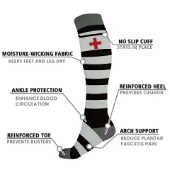 Copper Zone Knee High Compression Novelty Socks For Nurses And Doctors Makes A Great Gift -3 Pair Pack