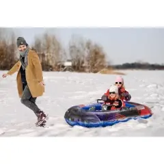 Slippery Racer Inflatable Toboggan Snow Sled for Kids with Reinforced Side Handles.