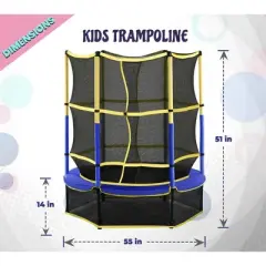 Machrus Upper Bounce 55" Kiddy Trampoline & Enclosure Set - Easy Assembly