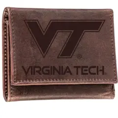 Evergreen Virginia Tech University Crazy Horse Collection Tri-Fold Wallet