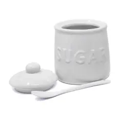 Kovot 16 oz Ceramic Sugar Jar & Spoon Set | White