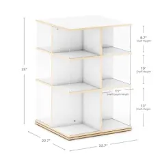 EdQ Rotating Big Book Display&ndash;White: 3-Tier Kids Bookshelf for Classroom Storage, Book Organizer with Acrylic Shelves for Homeschool Organization