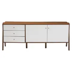 Harlow Mid-century Modern Scandinavian Style Wood Sideboard Storage Cabinet - Walnut/White - Baxton Studio