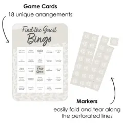 Big Dot of Happiness Champagne Elegantly Simple - Find the Guest Bingo Cards and Markers - Wedding & Bridal Shower Bingo Game  Set of 18