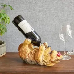 True Yorkie Polyresin Wine Bottle Holder Set of 1, Brown, Holds 1 Standard Wine Bottle