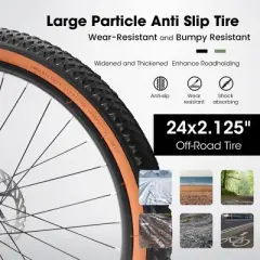 Mountain Bike 24 Inch Wheels, 21-Speed Mens Womens Trail Commuter City Mountain Bike High Carbon Steel Frame Disc Brakes