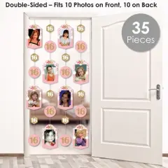 Big Dot of Happiness Sweet 16 - 16th Birthday Party Vertical Photo Garland 35 Pieces